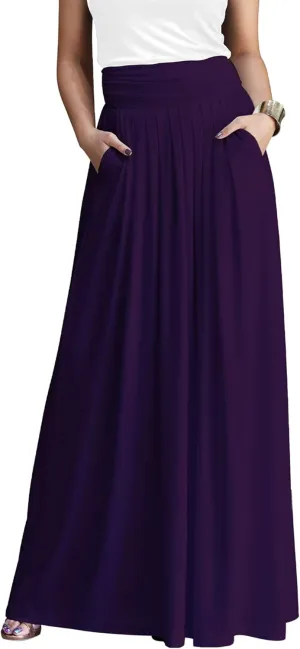 KOH KOH Womens Long Flowy Cute Modest High Waist Floor Length Pockets Maxi Skirt