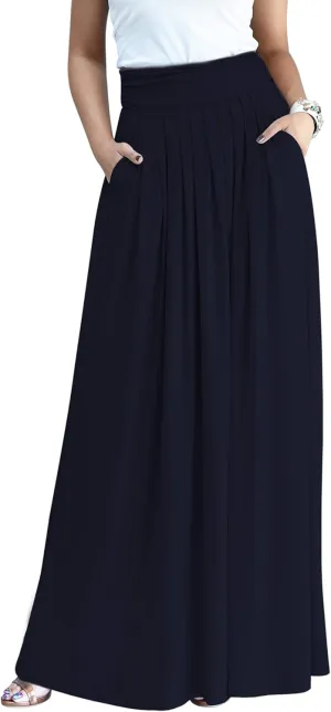 KOH KOH Womens Long Flowy Cute Modest High Waist Floor Length Pockets Maxi Skirt