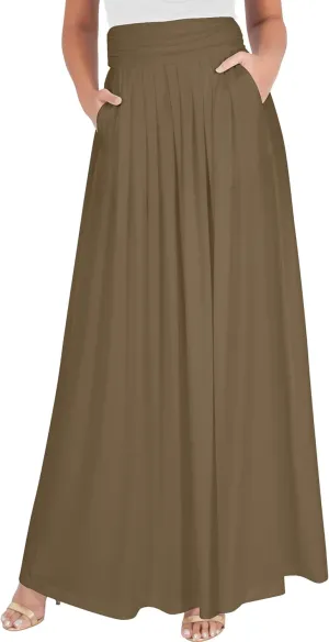KOH KOH Womens Long Flowy Cute Modest High Waist Floor Length Pockets Maxi Skirt