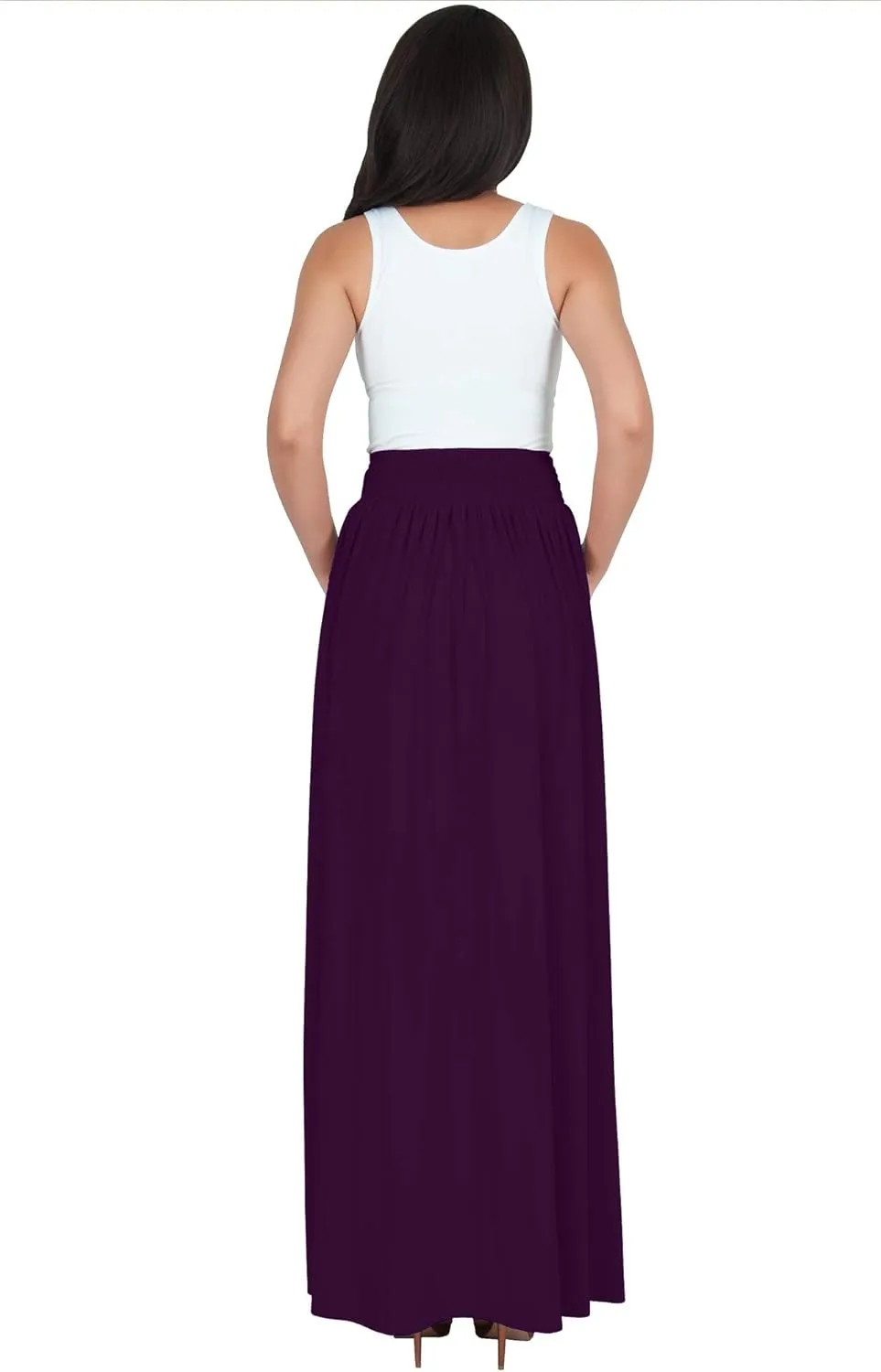 KOH KOH Womens Long Flowy Cute Modest High Waist Floor Length Pockets Maxi Skirt