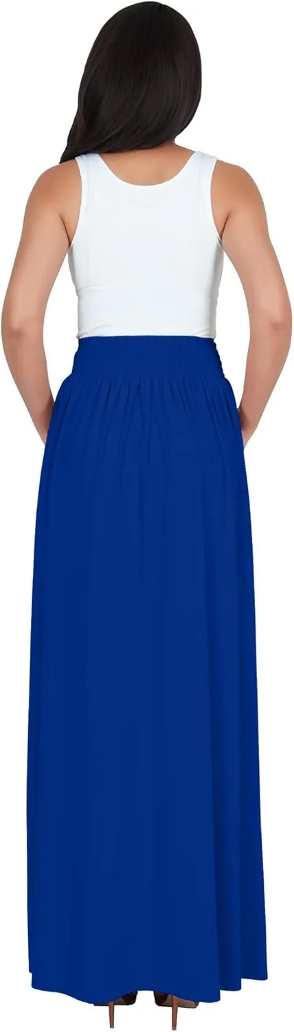 KOH KOH Womens Long Flowy Cute Modest High Waist Floor Length Pockets Maxi Skirt