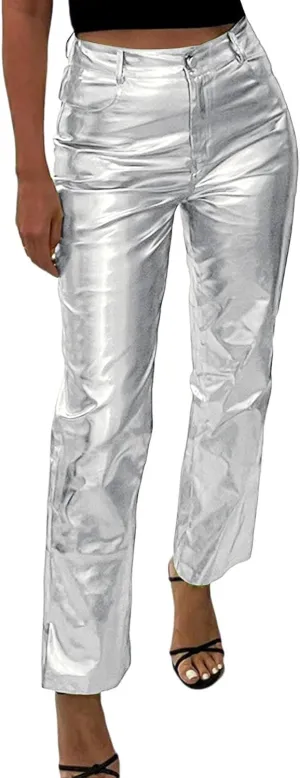 Leather Pants Women Oversized Wide Leg High Rise Stacked Faux Leather Pants Styling Skinny Petite Leather Joggers