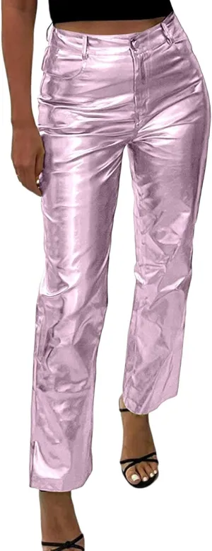 Leather Pants Women Wide Leg Oversized High Rise Stacked Faux Leather Pants Styling Skinny Petite Leather Joggers