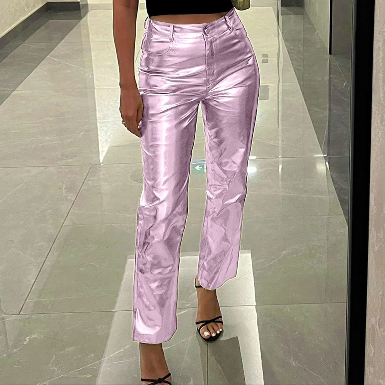 Leather Pants Women Wide Leg Oversized High Rise Stacked Faux Leather Pants Styling Skinny Petite Leather Joggers