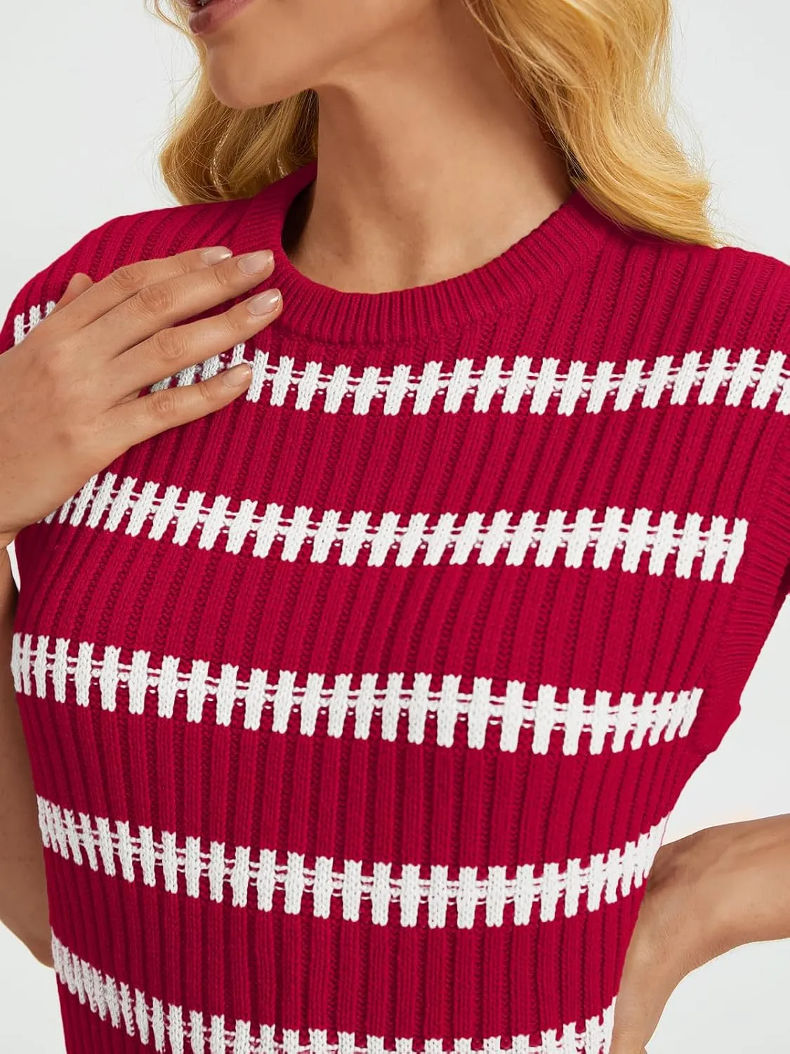 LILLUSORY Women's Summer Sweater Cap Sleeve Tops Sleeveless Tanks Knit Vest Spring Trendy Outfits 2025