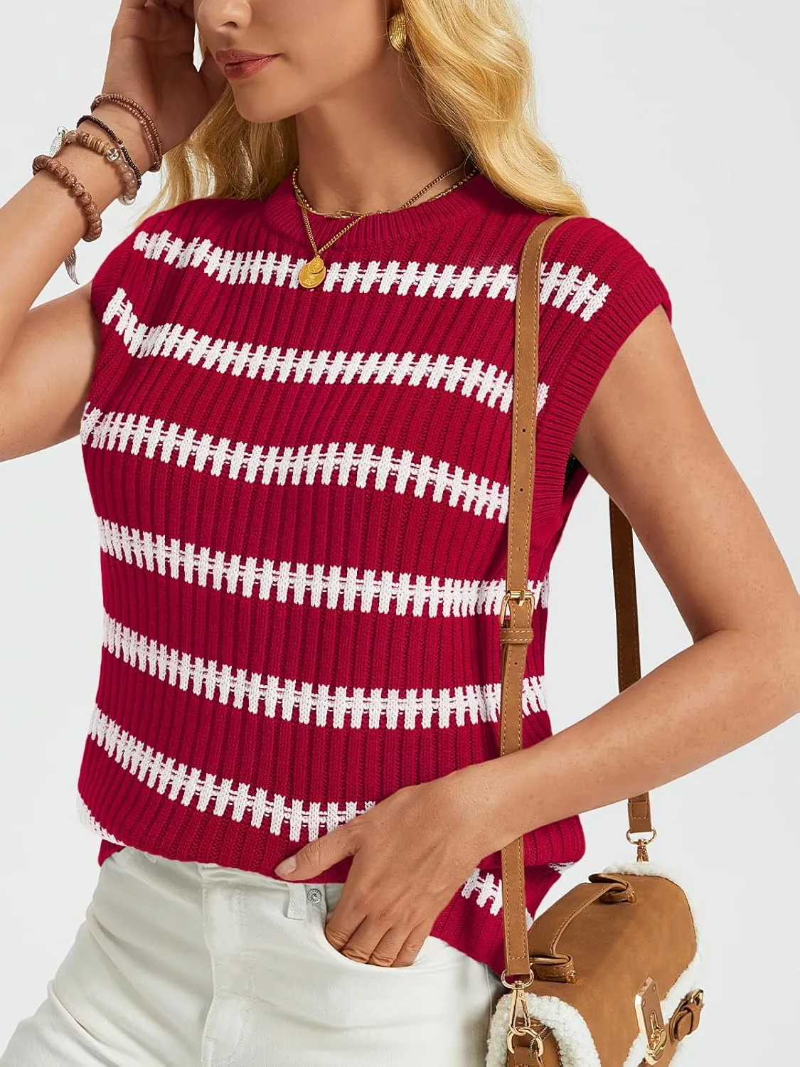 LILLUSORY Women's Summer Sweater Cap Sleeve Tops Sleeveless Tanks Knit Vest Spring Trendy Outfits 2025
