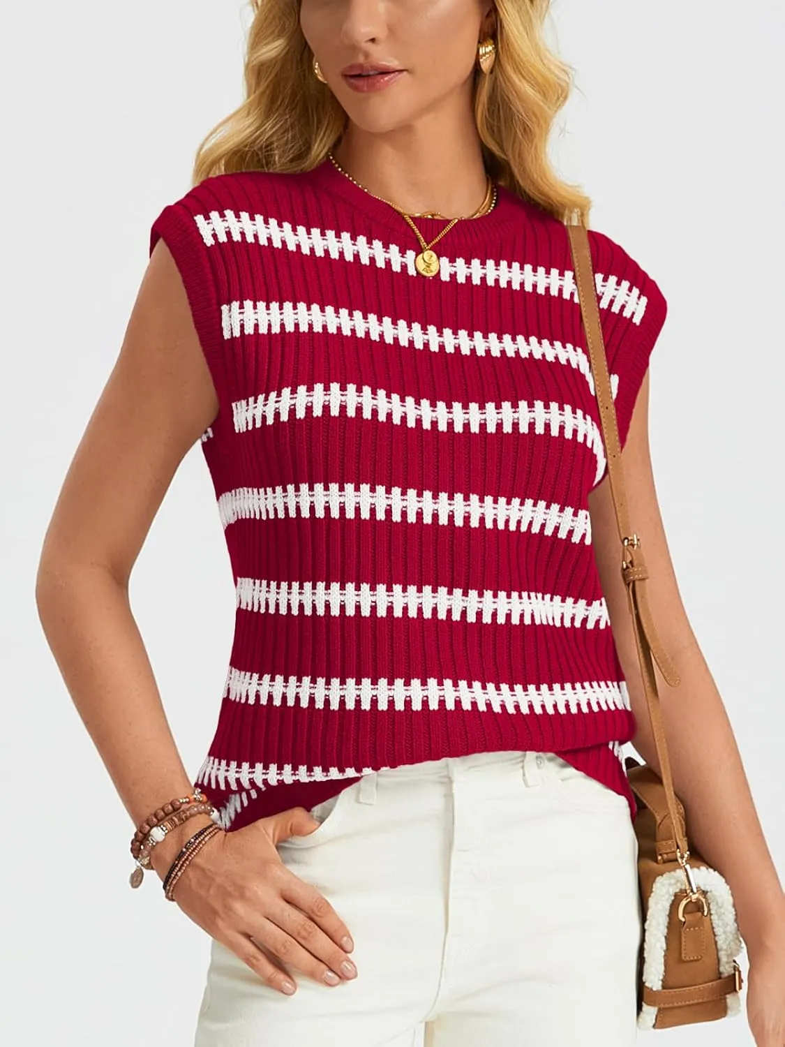 LILLUSORY Women's Summer Sweater Cap Sleeve Tops Sleeveless Tanks Knit Vest Spring Trendy Outfits 2025