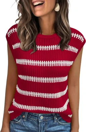 LILLUSORY Women's Summer Sweater Cap Sleeve Tops Sleeveless Tanks Knit Vest Spring Trendy Outfits 2025