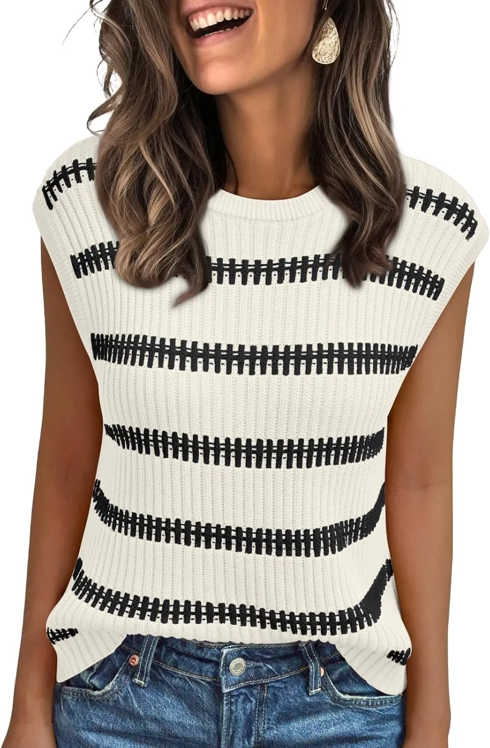 LILLUSORY Women's Summer Sweater Cap Sleeve Tops Sleeveless Tanks Knit Vest Spring Trendy Outfits 2025