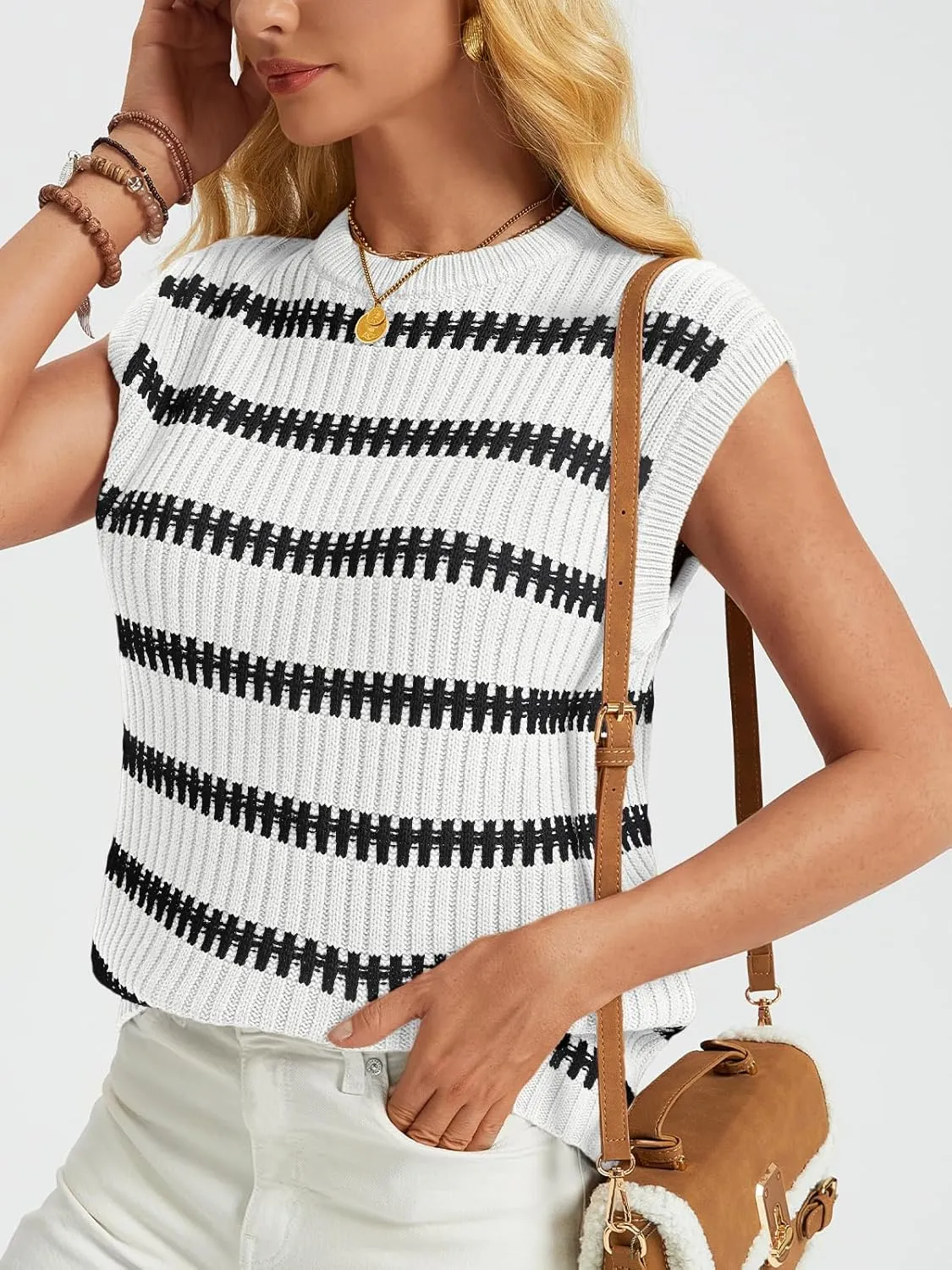 LILLUSORY Women's Summer Sweater Cap Sleeve Tops Sleeveless Tanks Knit Vest Spring Trendy Outfits 2025