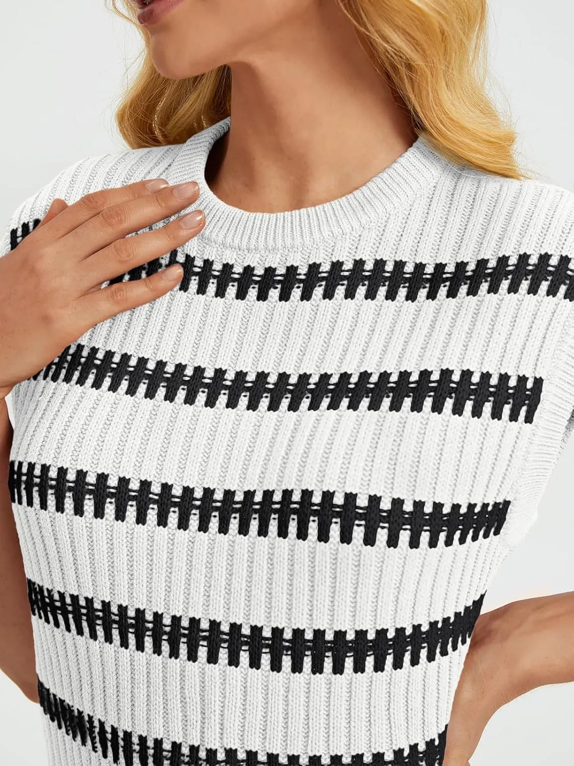 LILLUSORY Women's Summer Sweater Cap Sleeve Tops Sleeveless Tanks Knit Vest Spring Trendy Outfits 2025