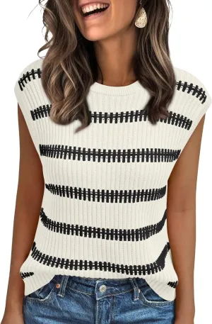LILLUSORY Women's Summer Sweater Cap Sleeve Tops Sleeveless Tanks Knit Vest Spring Trendy Outfits 2025