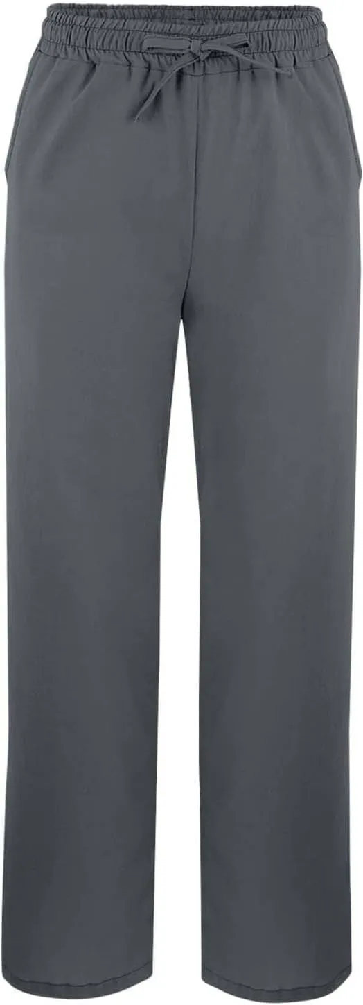 Linen Pants Women Summer Elastic Waist Pants Straight Leg Pants Lounge Beach Trousers with Pockets