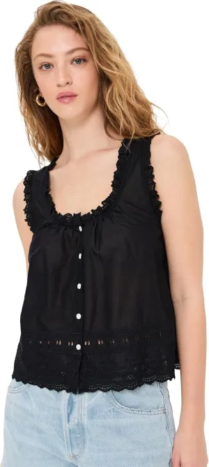 Madewell Women's Embroidered Ruffle-Trim Top
