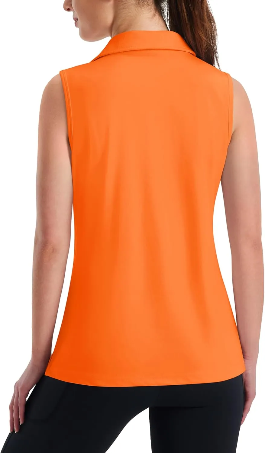 MAGCOMSEN Women's Sleeveless Golf Polo Shirts UPF 50  Tank Tops V-Neck Quick Dry Workout Athletic Tops
