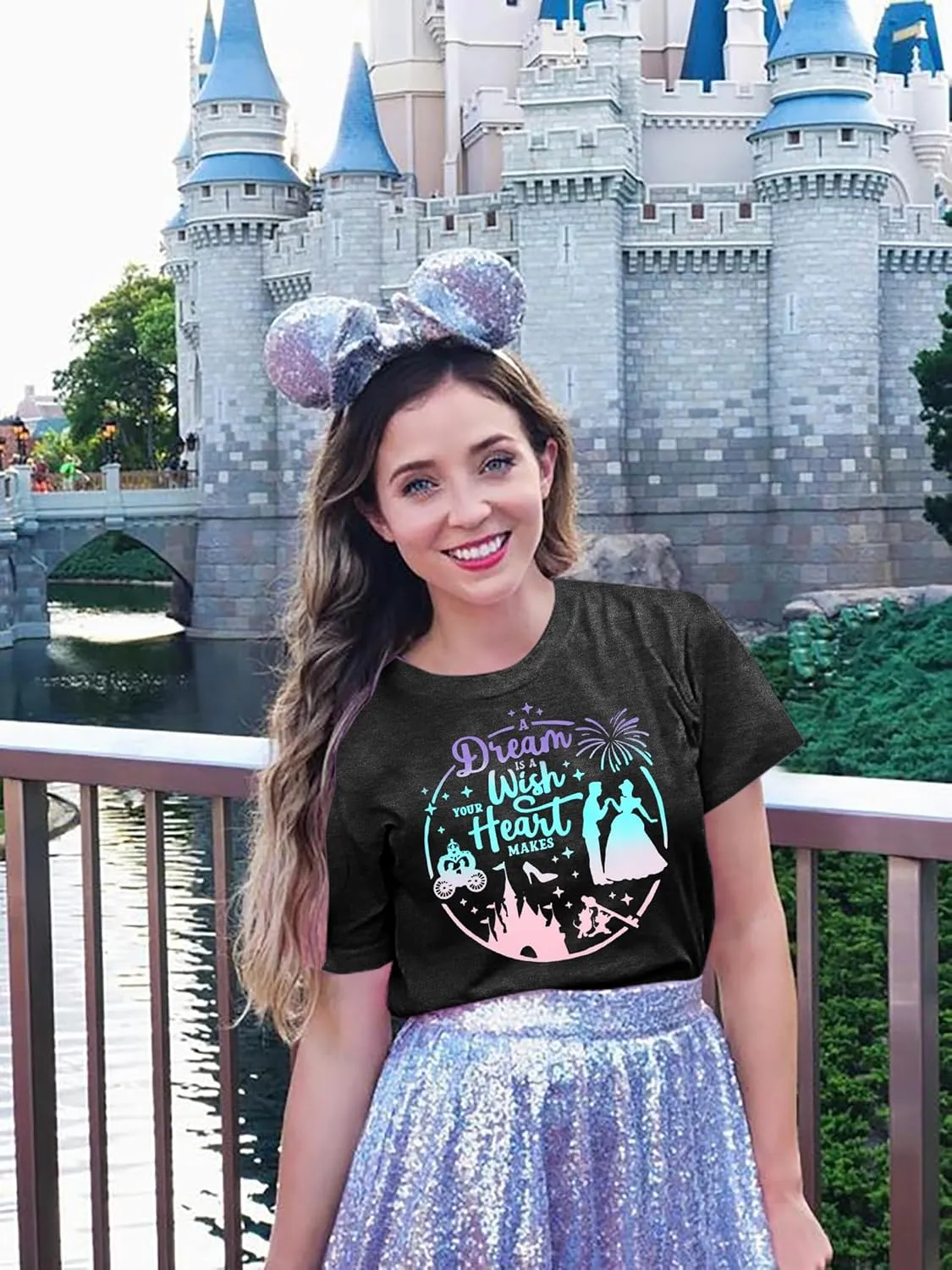 Magical Shirt for Women: Princess Castle Shirts Magic Kingdom T-Shirt Funny World Trips Short Sleeve Tee Top