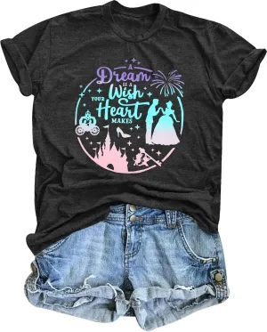 Magical Shirt for Women: Princess Castle Shirts Magic Kingdom T-Shirt Funny World Trips Short Sleeve Tee Top