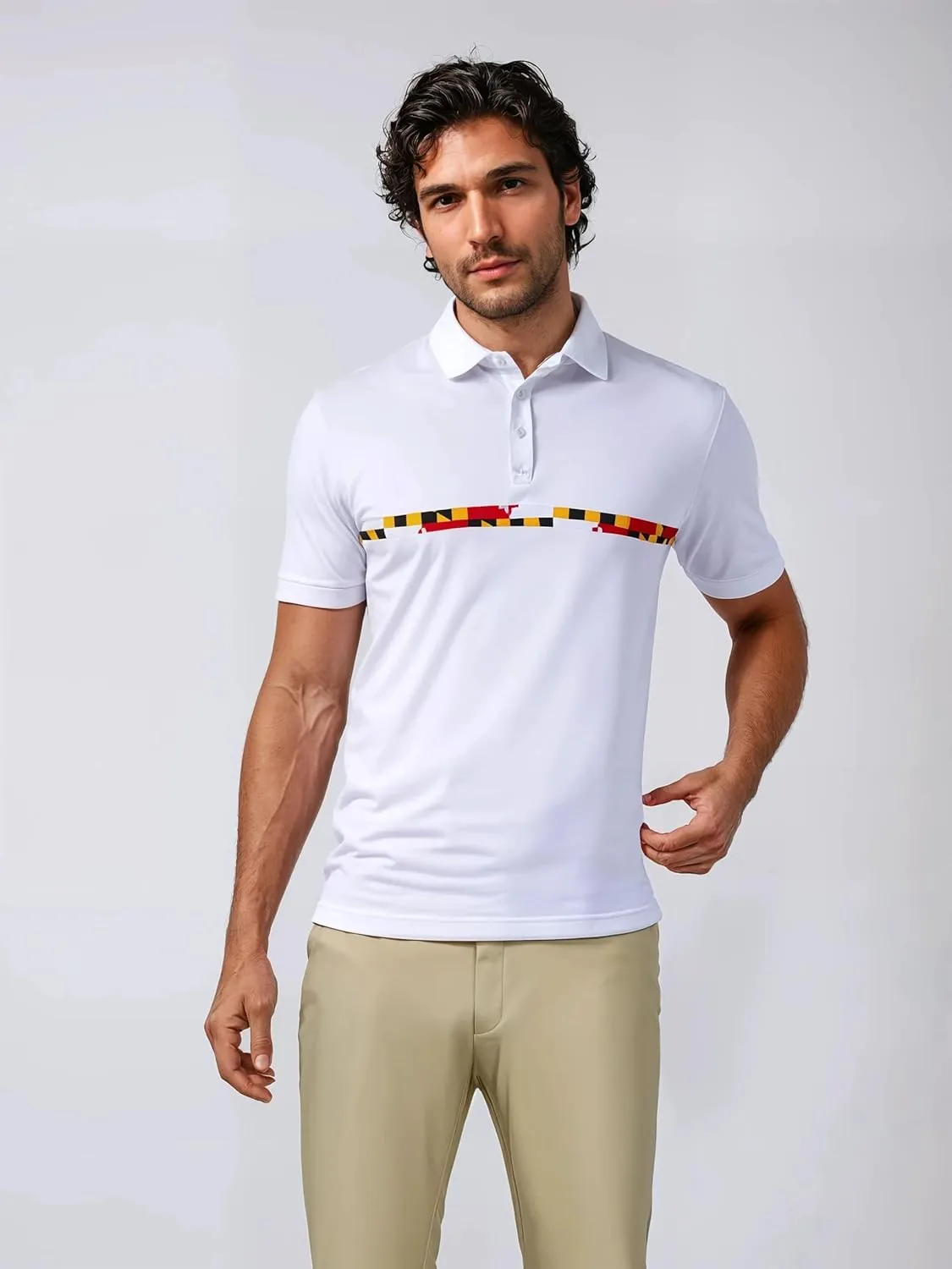 Maryland Flag Printed Golf Short-Sleeve Polo Shirt