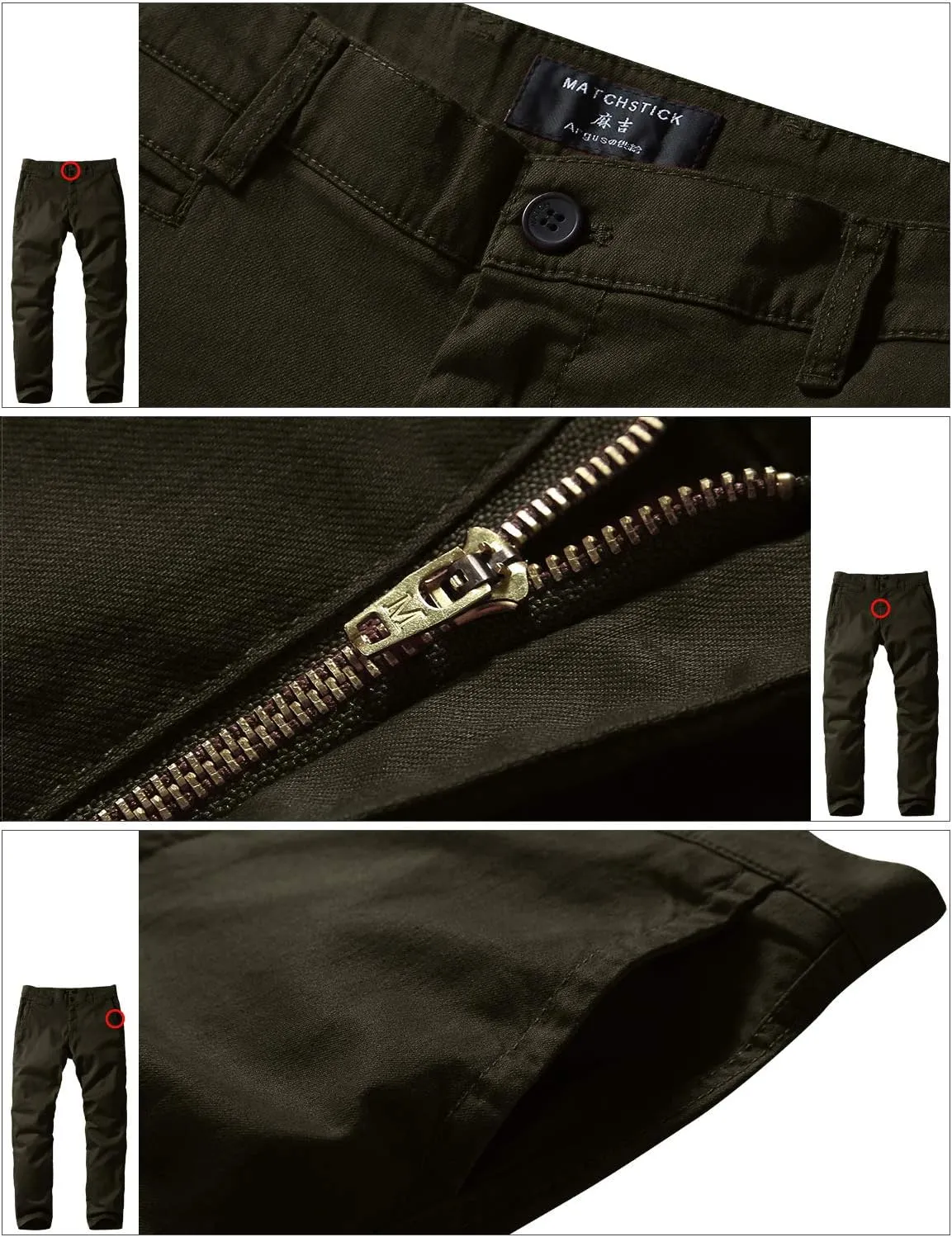 Match Men's Slim Tapered Stretchy Casual Pants #8105