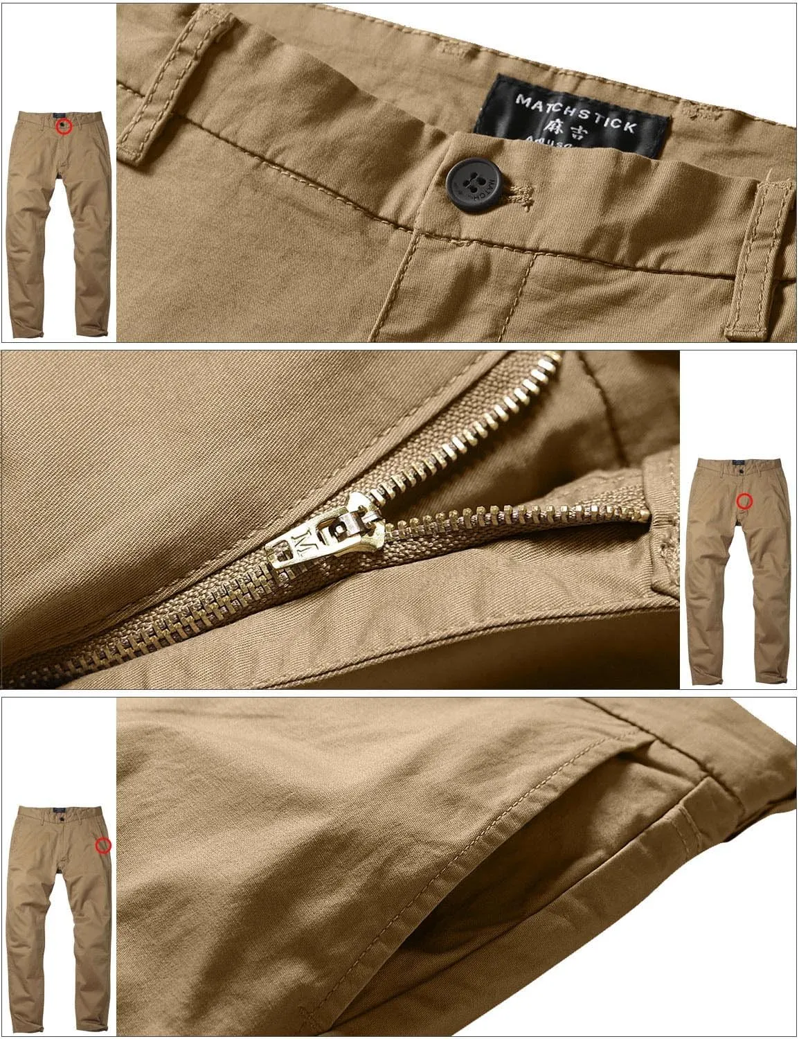 Match Men's Slim Tapered Stretchy Casual Pants #8105