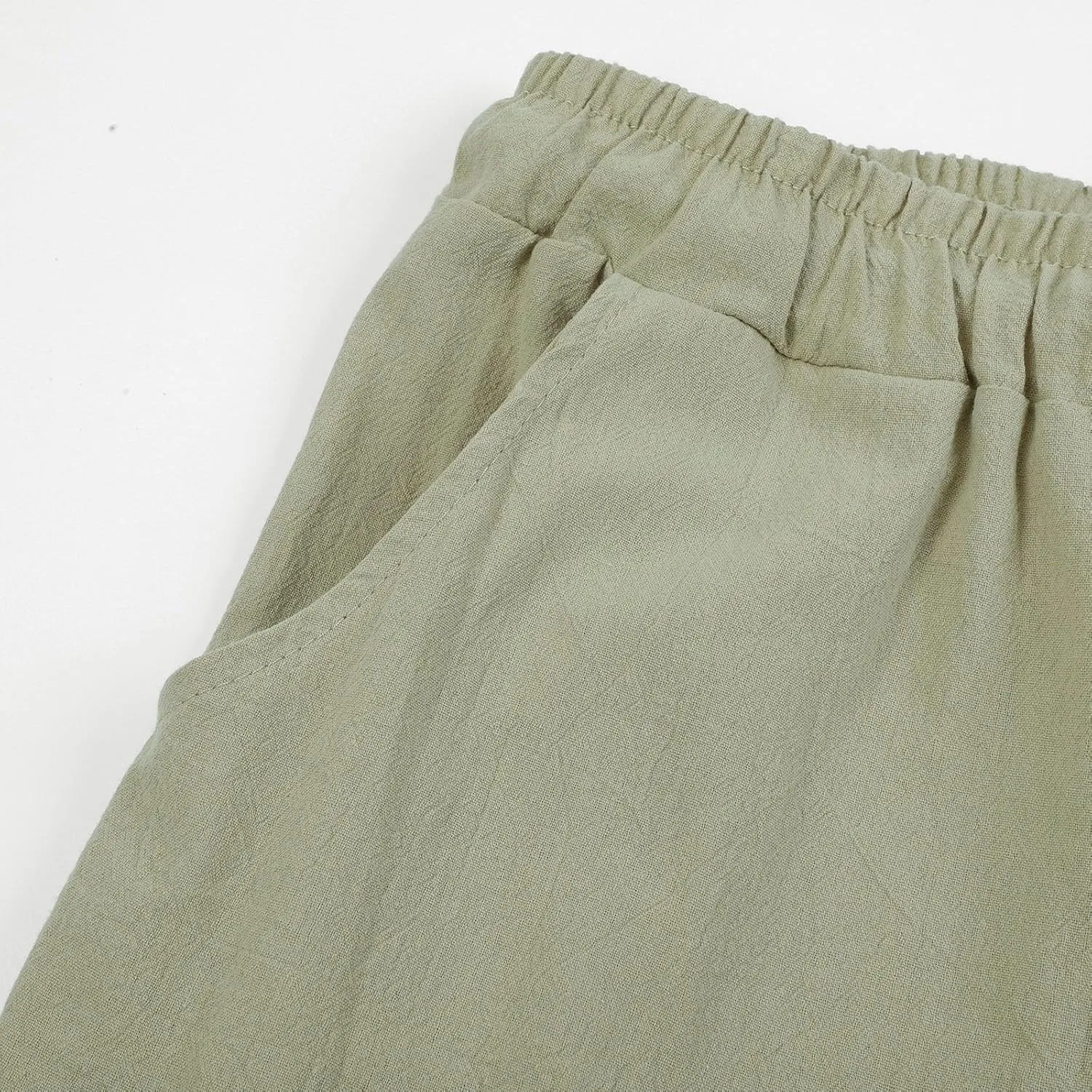 Men Linen Pants Lightweight Casual Relaxed Fit Elastic Waist Breathable Wide Leg Baggy Joggers Trousers