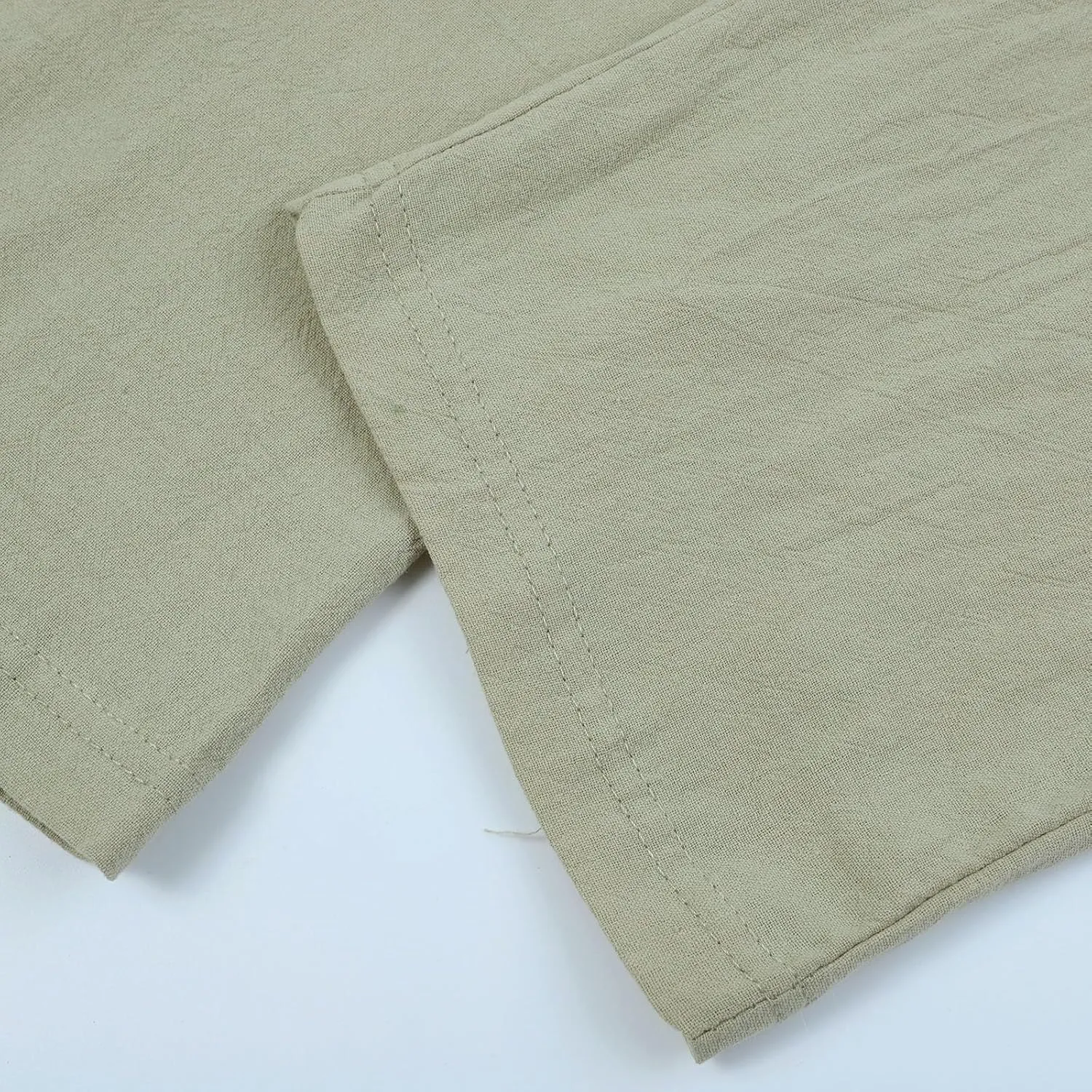 Men Linen Pants Lightweight Casual Relaxed Fit Elastic Waist Breathable Wide Leg Baggy Joggers Trousers