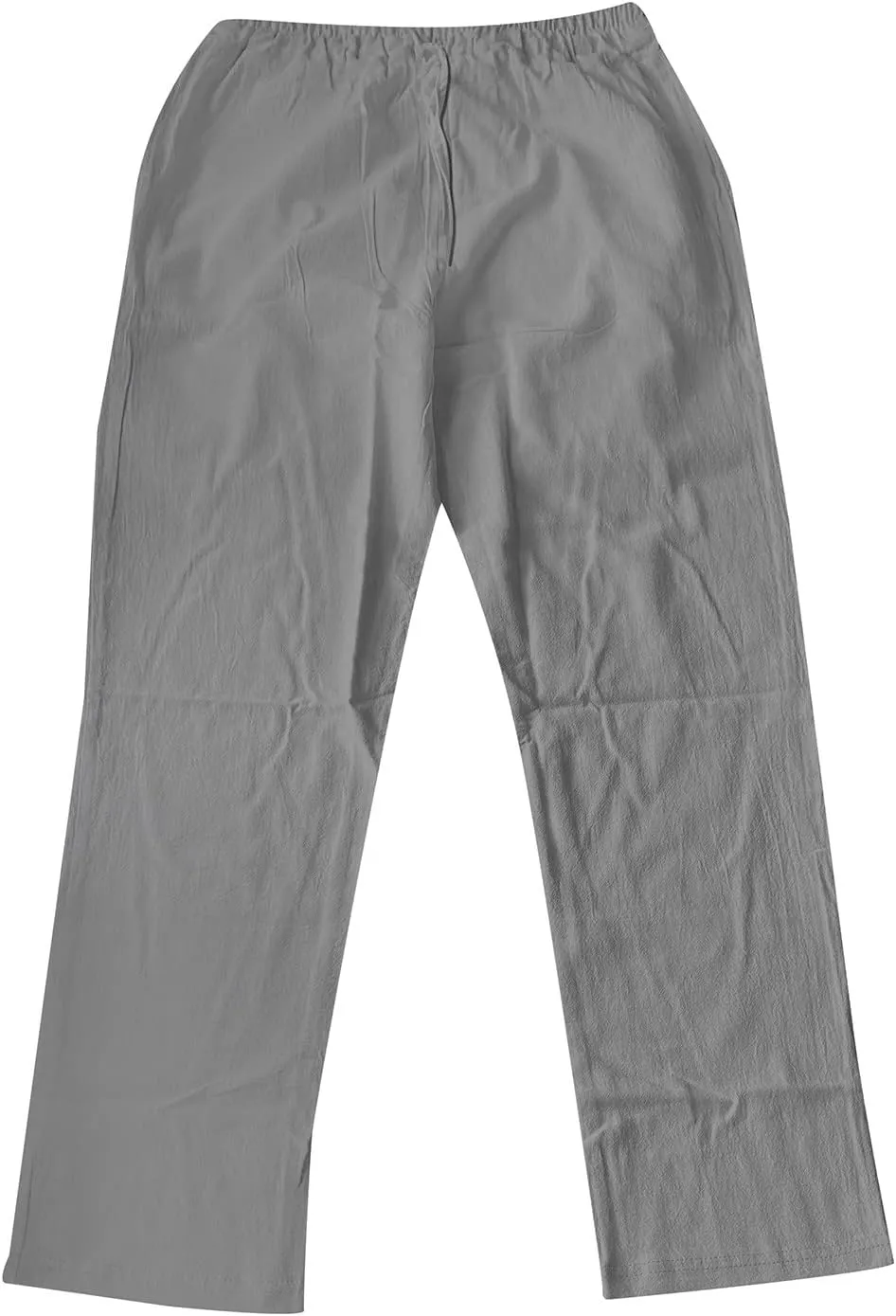 Men Linen Pants Lightweight Casual Relaxed Fit Elastic Waist Breathable Wide Leg Baggy Joggers Trousers