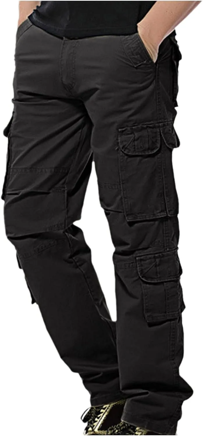 Men Work Pants - Heavy Duty Safety Combat Cargo Pants - Multi Pockets - Knee Pad Pockets - Durable Workwear