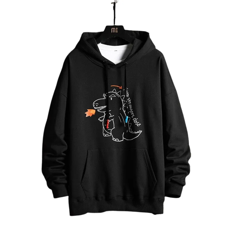 Men's Casual Dinosaur Printed Hoodie