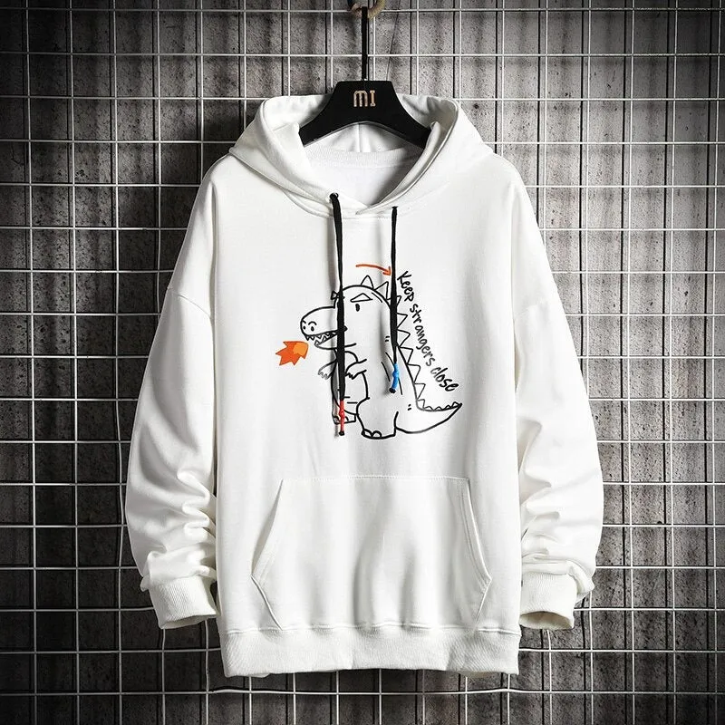 Men's Casual Dinosaur Printed Hoodie