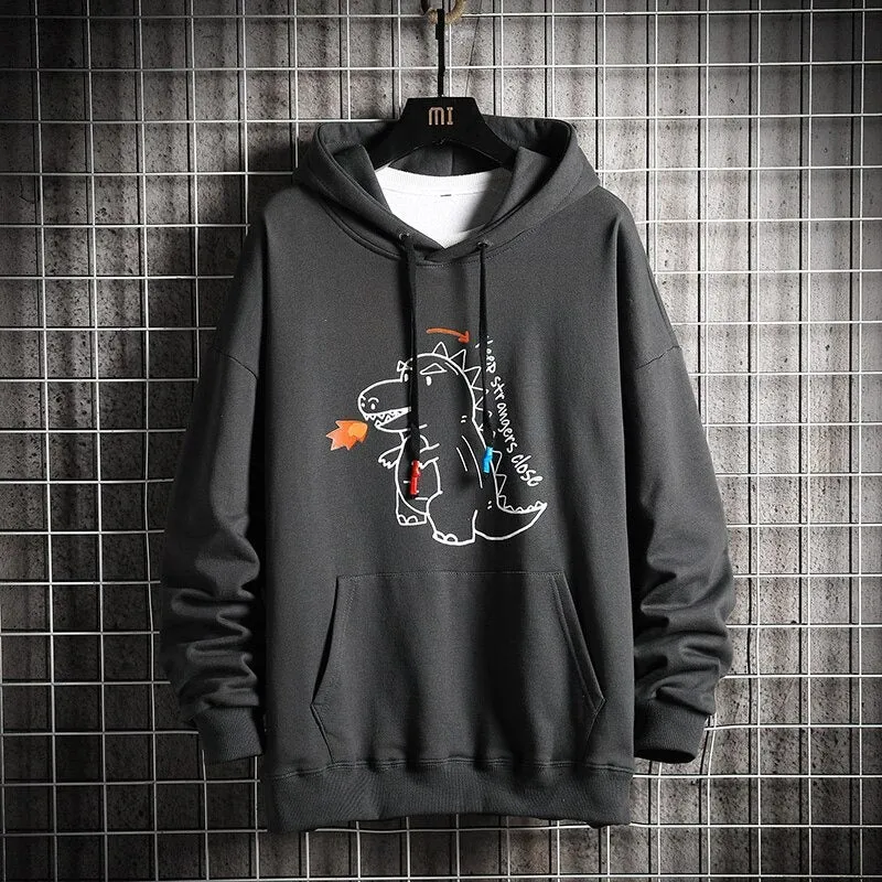 Men's Casual Dinosaur Printed Hoodie