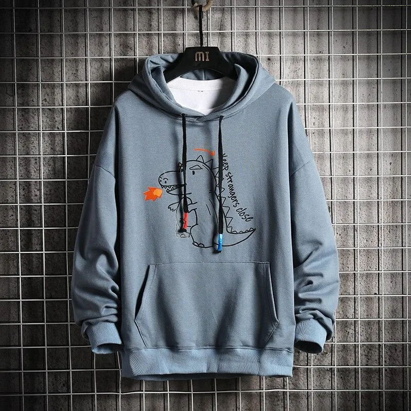 Men's Casual Dinosaur Printed Hoodie