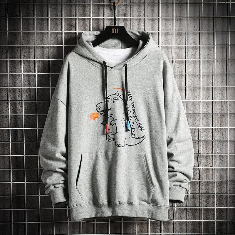 Men's Casual Dinosaur Printed Hoodie