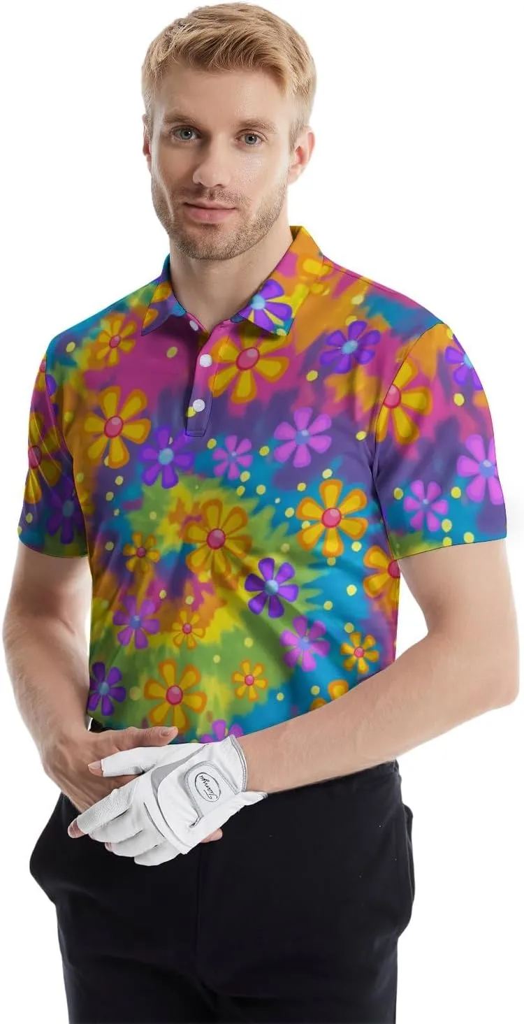 Men's Golf Shirts Funny Polo Shirt Moisture Wicking Golf Shirt Quick-Dry Polo Shirts Short Sleeve Funny Theme Outfits for Men