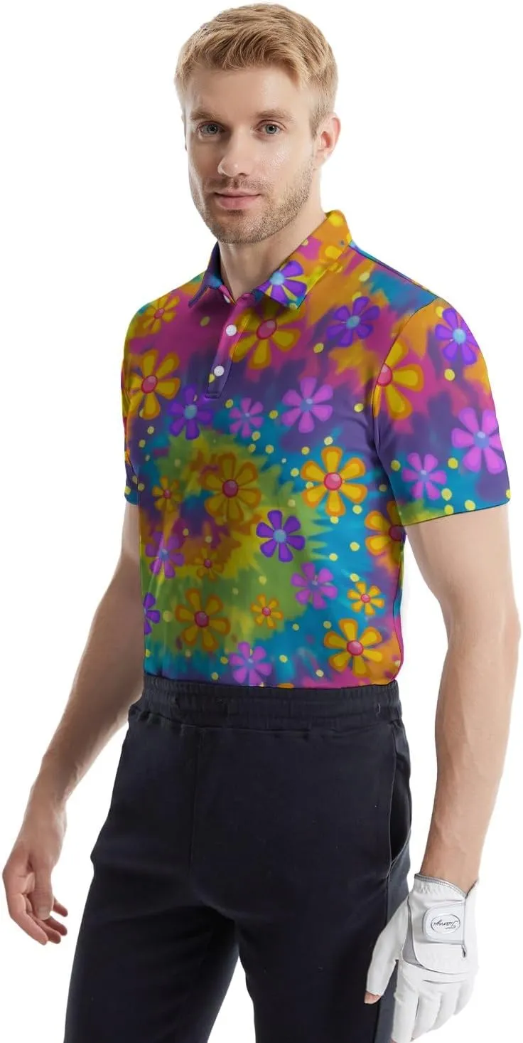 Men's Golf Shirts Funny Polo Shirt Moisture Wicking Golf Shirt Quick-Dry Polo Shirts Short Sleeve Funny Theme Outfits for Men