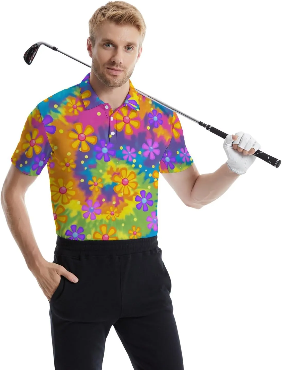 Men's Golf Shirts Funny Polo Shirt Moisture Wicking Golf Shirt Quick-Dry Polo Shirts Short Sleeve Funny Theme Outfits for Men