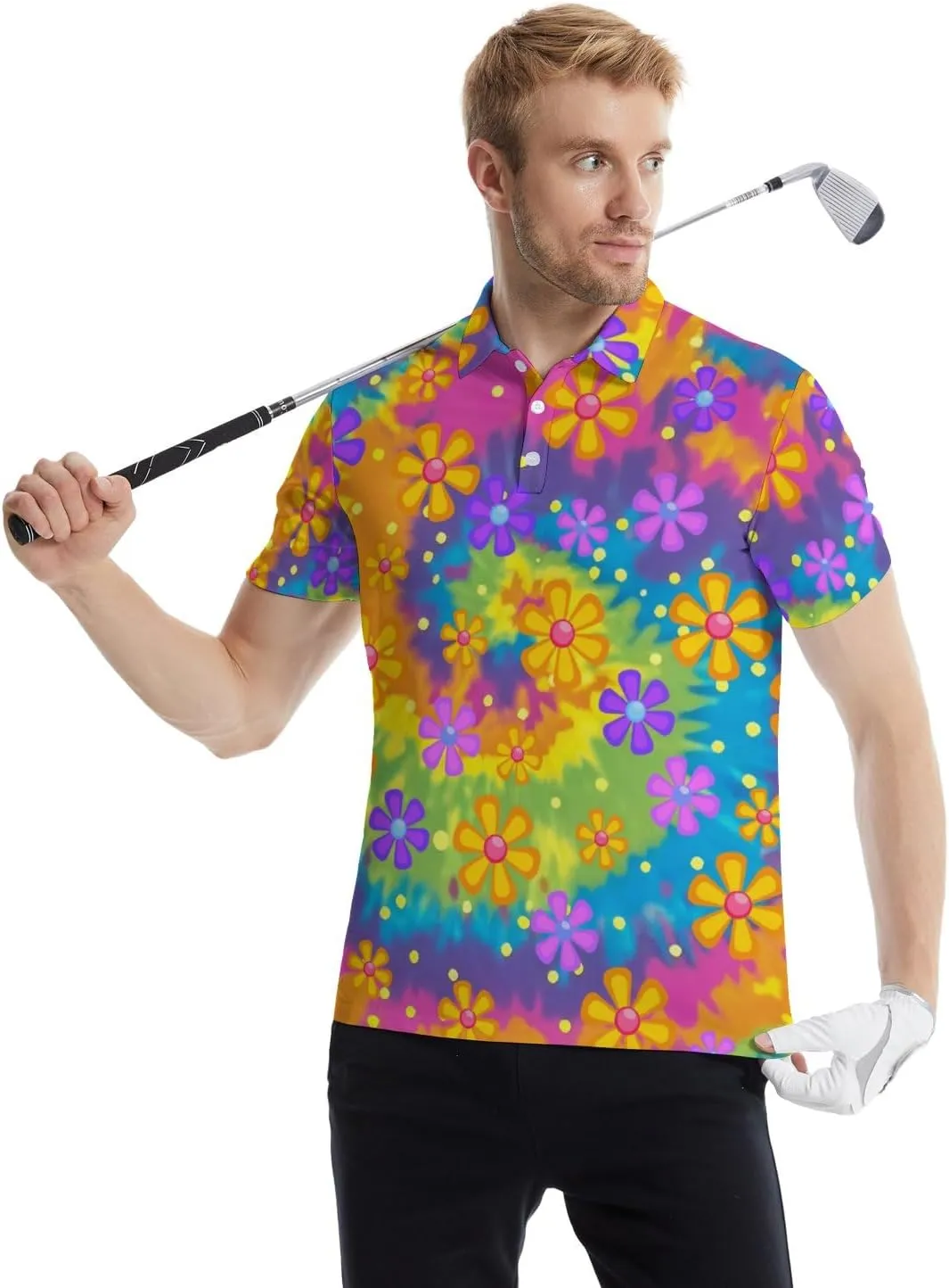 Men's Golf Shirts Funny Polo Shirt Moisture Wicking Golf Shirt Quick-Dry Polo Shirts Short Sleeve Funny Theme Outfits for Men