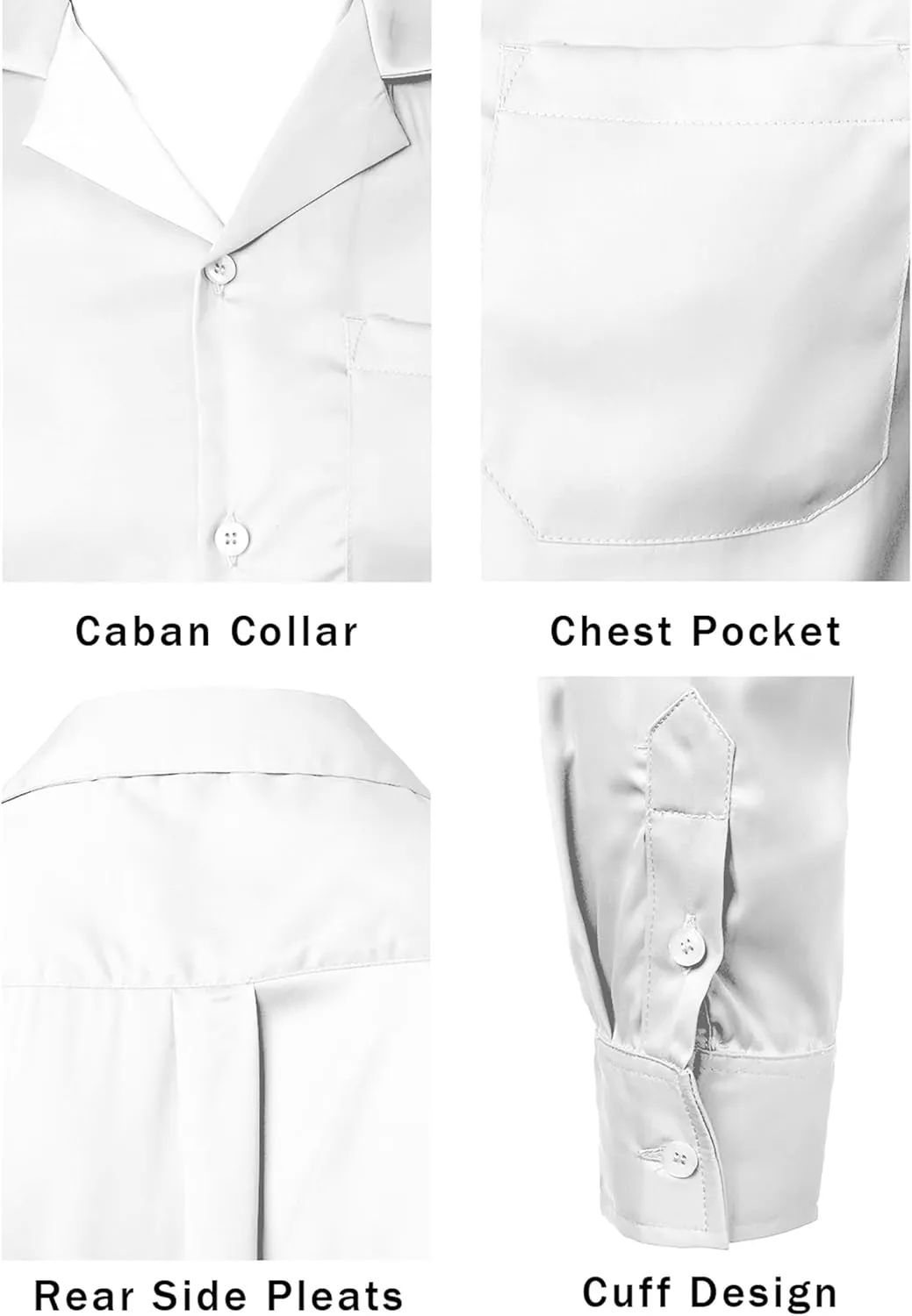 Mens Luxury Satin Silk Dress Shirts Wrinkle Free Casual Button Down Long Sleeve Shirt Prom Wedding Shirt