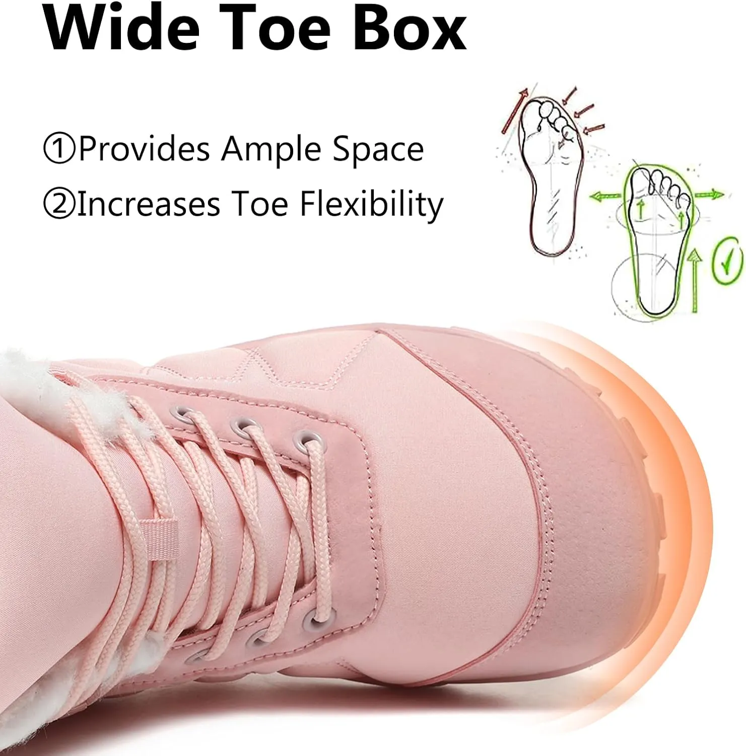 Mens Womens Snow Boots Winter Barefoot Shoes Warm Fur Lined Short Ankle Booties Outdoor Anti-Slip Wide Toe Box Walking Winter Shoes