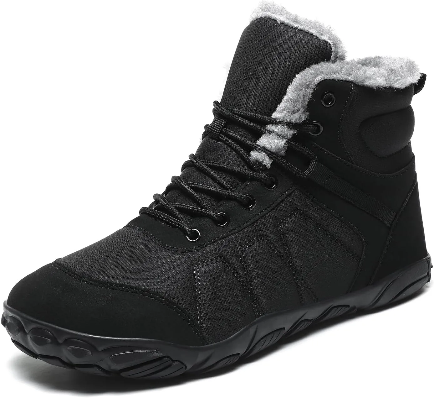 Mens Womens Snow Boots Winter Barefoot Shoes Warm Fur Lined Short Ankle Booties Outdoor Anti-Slip Wide Toe Box Walking Winter Shoes