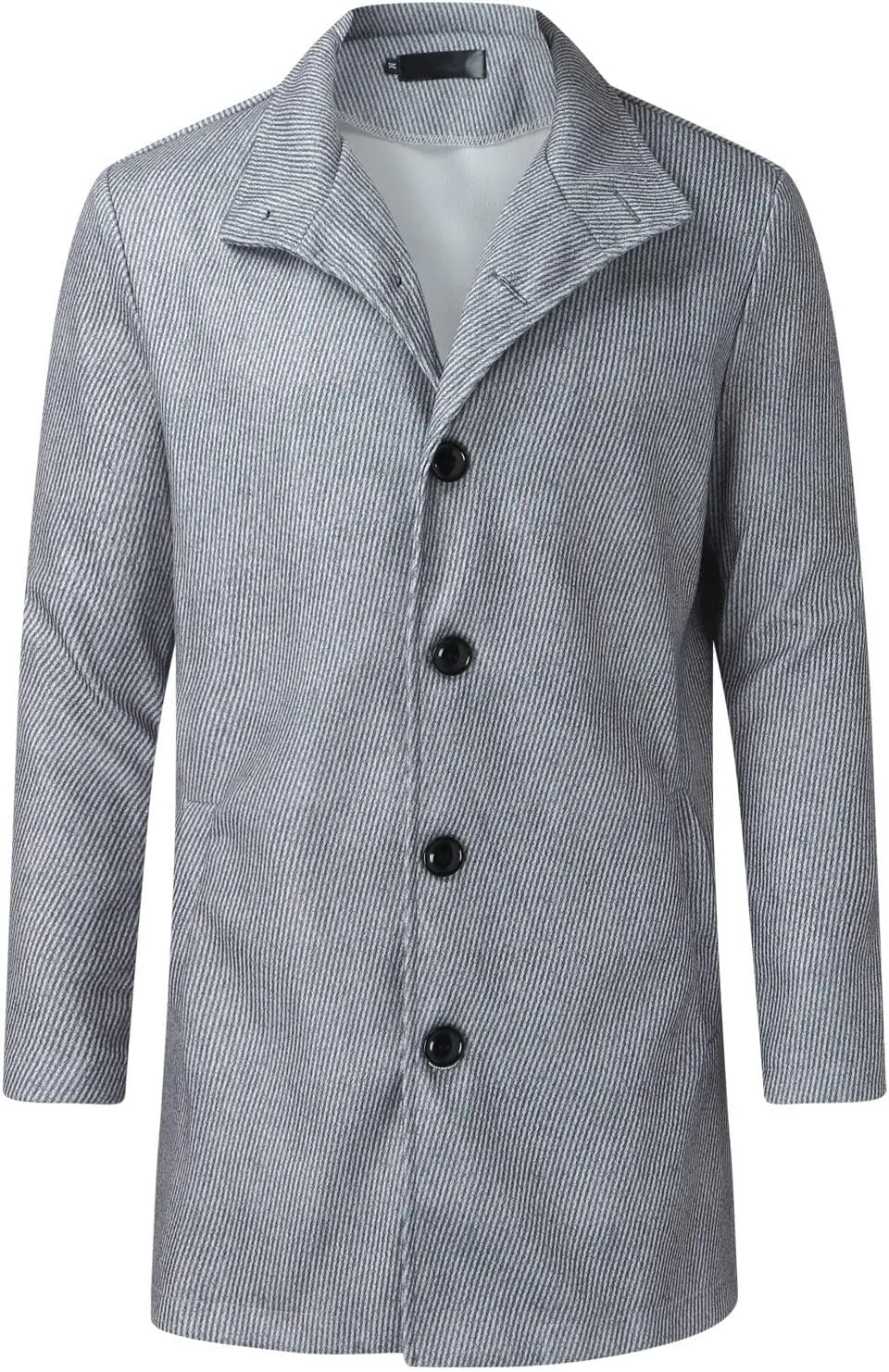 Mens Woolen Blend Jacket Double Breasted Trench Coat Lapel Mid Length Peacoat Winter Outerwear