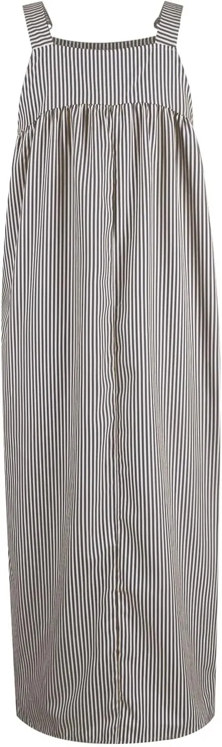 midelxp Striped Maxi Dress for Women Summer Y2k Square Neck Overall Dress Comfy Adjustable Strap Loose Long Beach Dresses