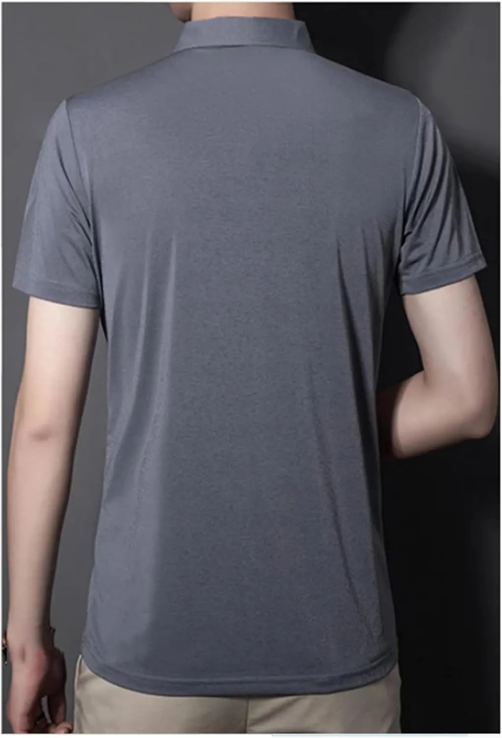Mnjyihy Men Solid Fashion Polo Shirt Summer Short Sleeve Plus Size Thin Slim Fit Tactical Quick-Dry Golf Shirt