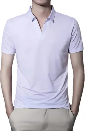 Mnjyihy Men Solid Fashion Polo Shirt Summer Short Sleeve Plus Size Thin Slim Fit Tactical Quick-Dry Golf Shirt