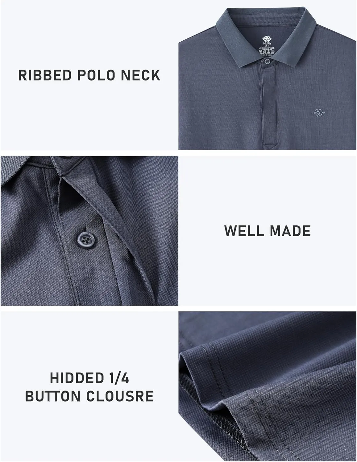 MoFiz Men's Polo Golf Short Sleeve Ultra Soft Comfy Collared T-Shirt Casual Quick Dry Classic Polo Shirt