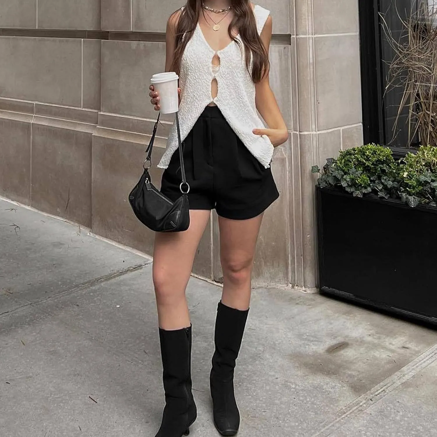 MOLERFO Knit Tank Tops Long Y2k Tie Front Vests Old Money Sleeveless Sweater Top Womens Vest Top