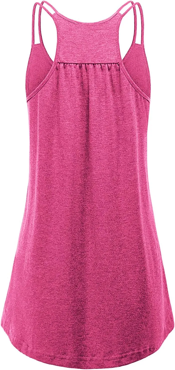 MOQIVGI Womens Scoop Neck Spaghetti Strap Casual Tank Dress with Pockets