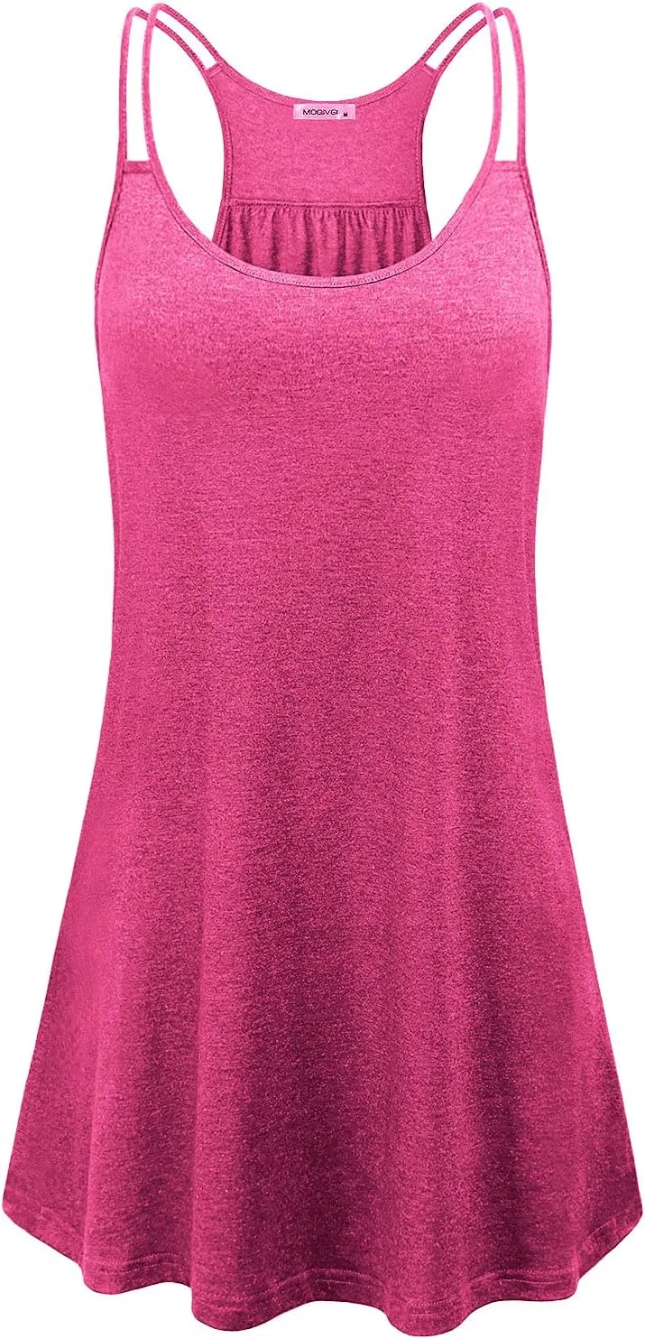 MOQIVGI Womens Scoop Neck Spaghetti Strap Casual Tank Dress with Pockets