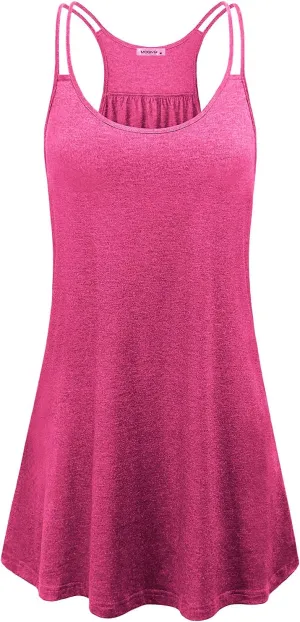 MOQIVGI Womens Scoop Neck Spaghetti Strap Casual Tank Dress with Pockets