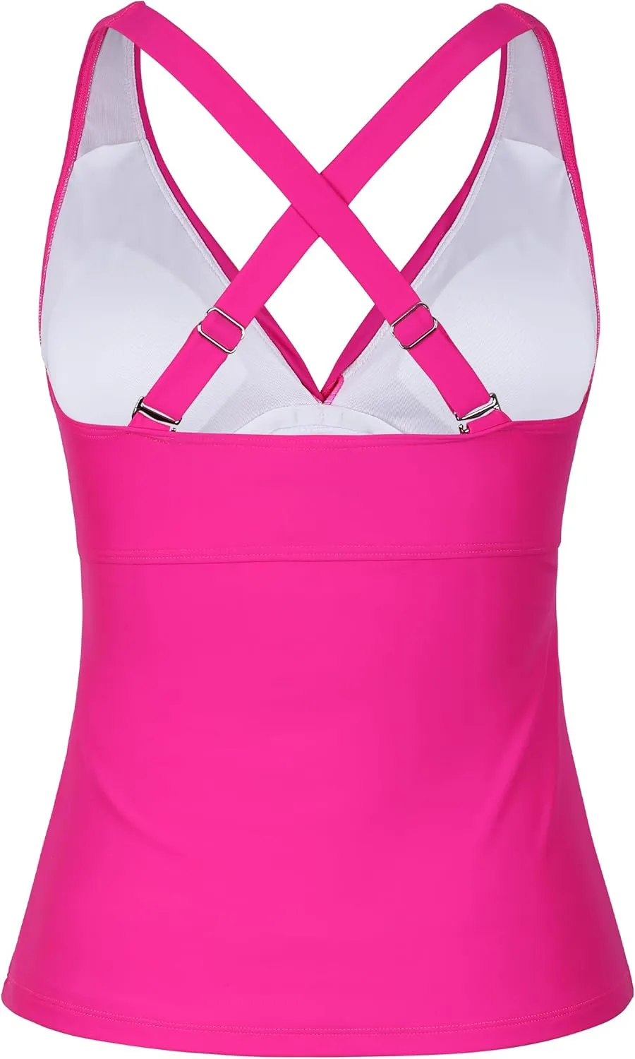Mycoco Women's Underwire Tankini Top Twist V Neck Push Up Swim Top Ruched Bathing Suit Tops Only